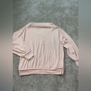 Free People Main Squeeze Brushed Hacci Top Soft Ribbed Knit Pink Peach